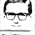 Newspaper clipping showing Brian Lee Hendrickson after his 1965 arrest for the Mankato, Minnesota gas station murder of Ray Dahms